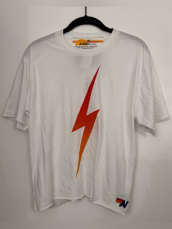 Aviator Nation Tops - Aviator Nation Bolt Fade Boyfriend Tee White Size Medium